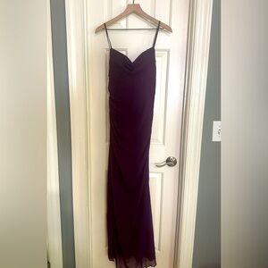 Spaghetti Straps Chiffon Bridesmaid dress size 8, dark purple